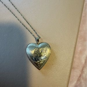 Vintage 14k gold filled Angel Heart Locket Necklace